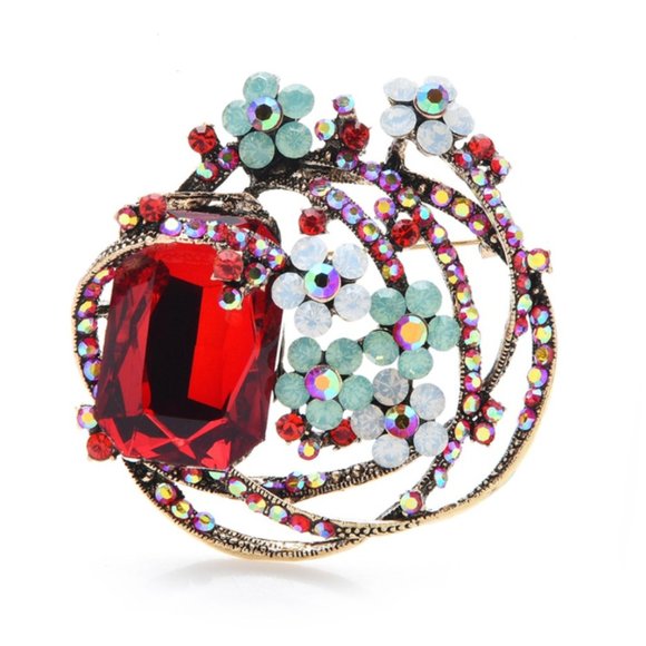 Jewelry - Large Crystal Flower Brooch